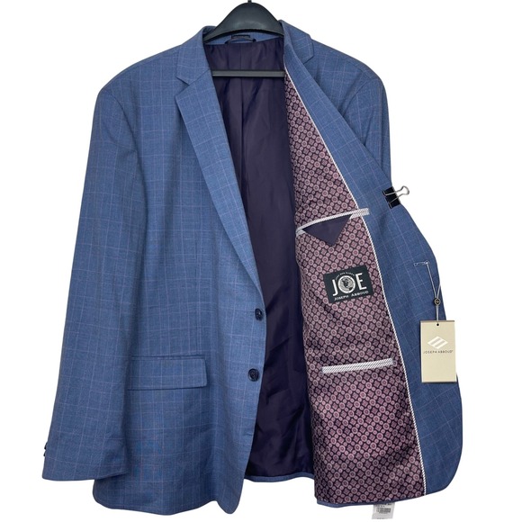 NEW Joseph Abboud Blue Glen Plaid Mens 54R Stretch Blazer Sport Coat Jacket $239
